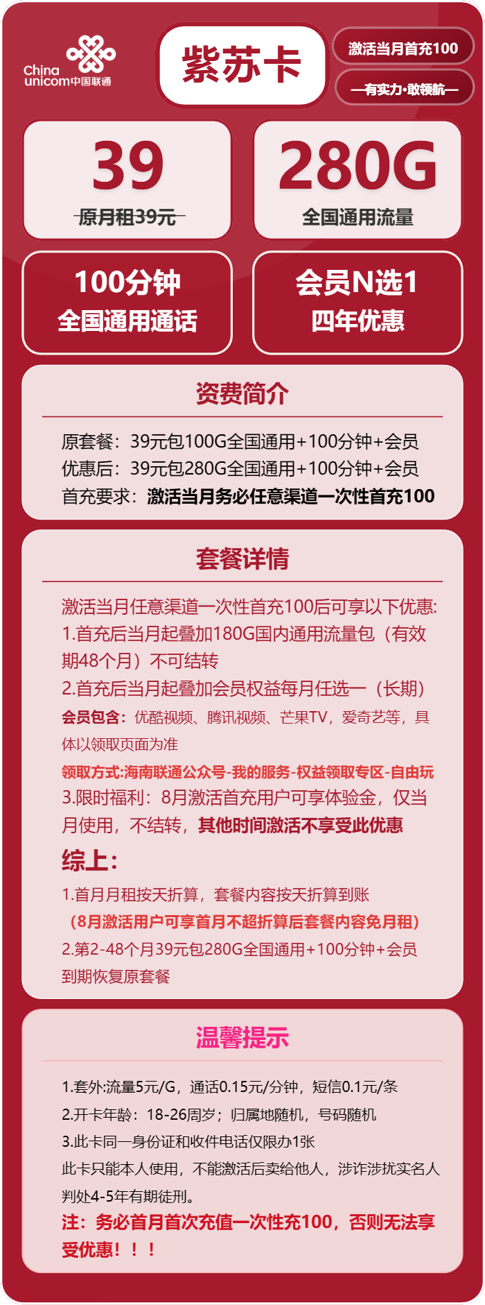 联通紫苏卡详情