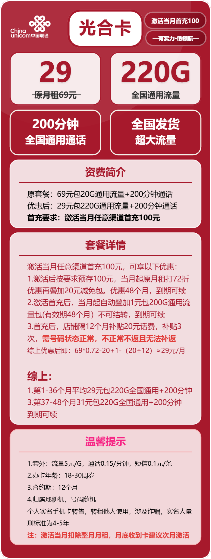 联通光合卡详情