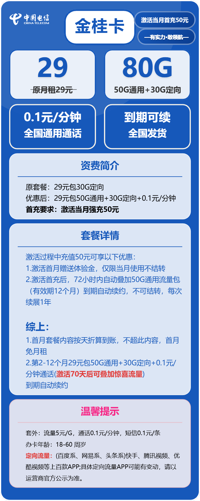 电信金桂卡详情