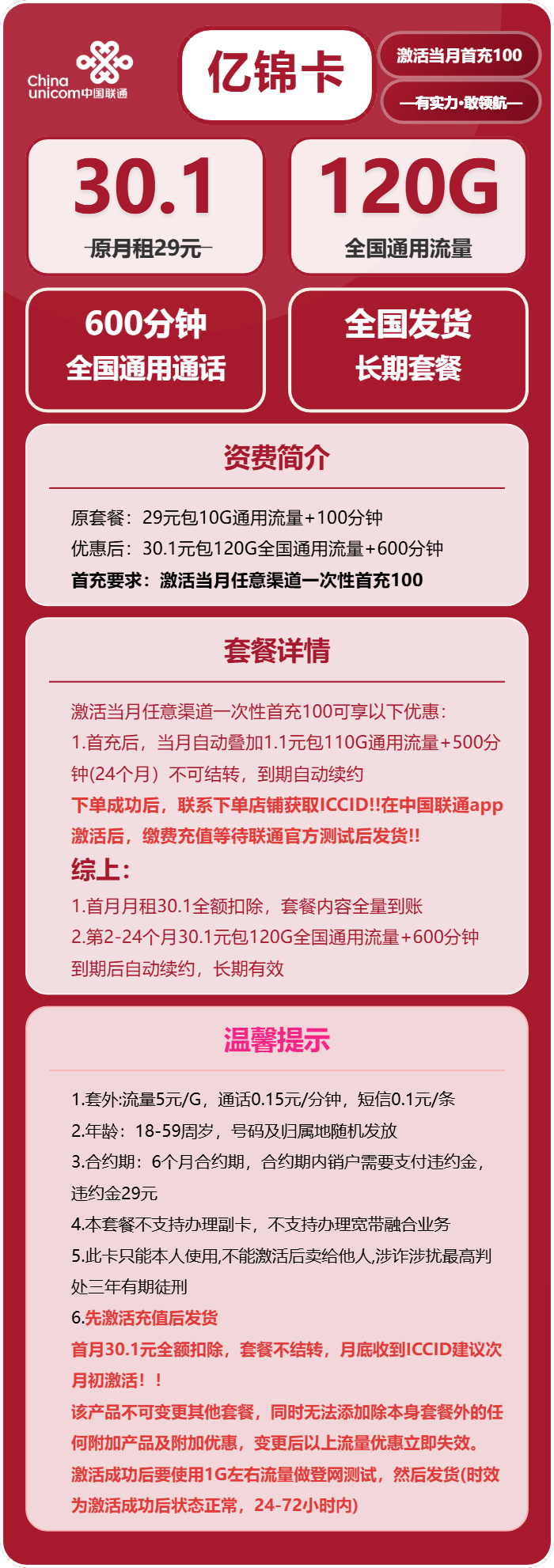 联通亿锦卡详情