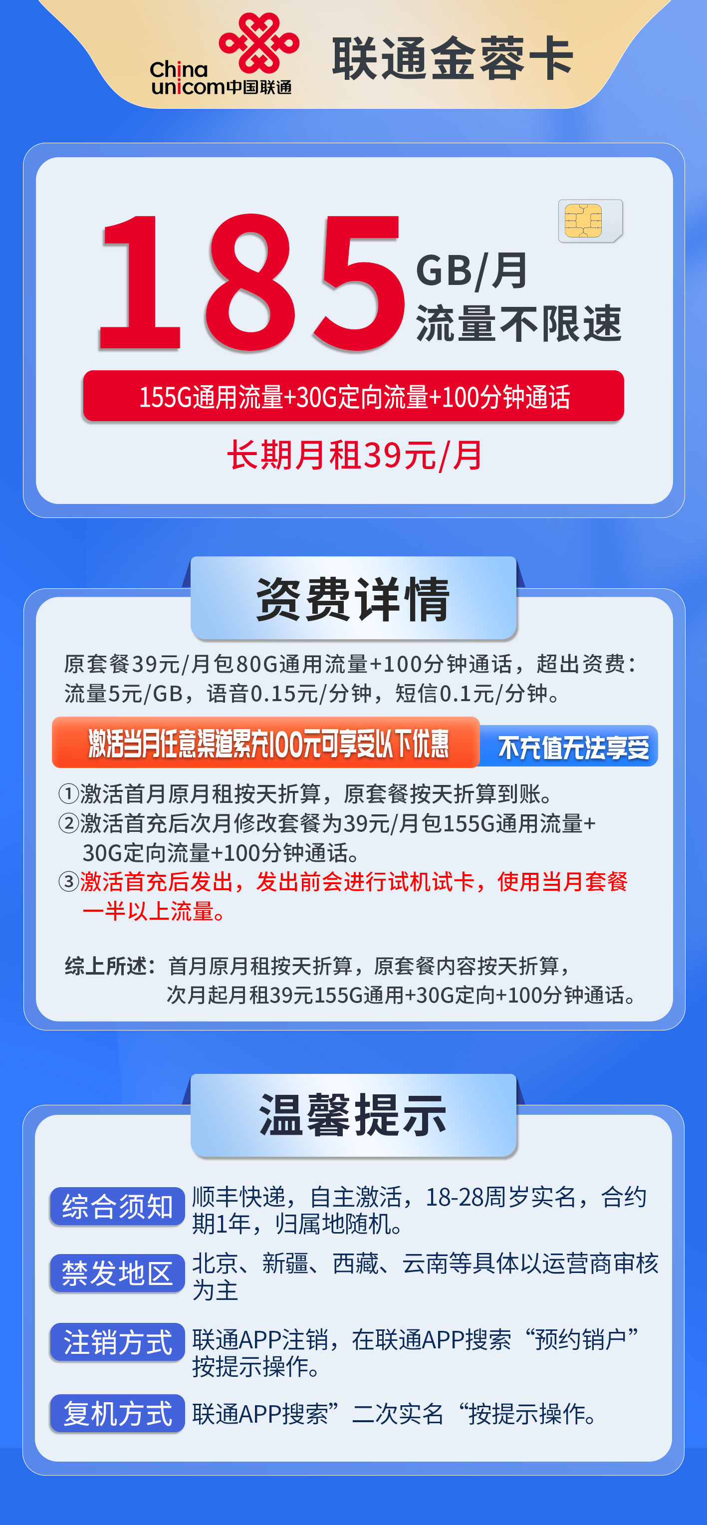 联通金蓉卡详情