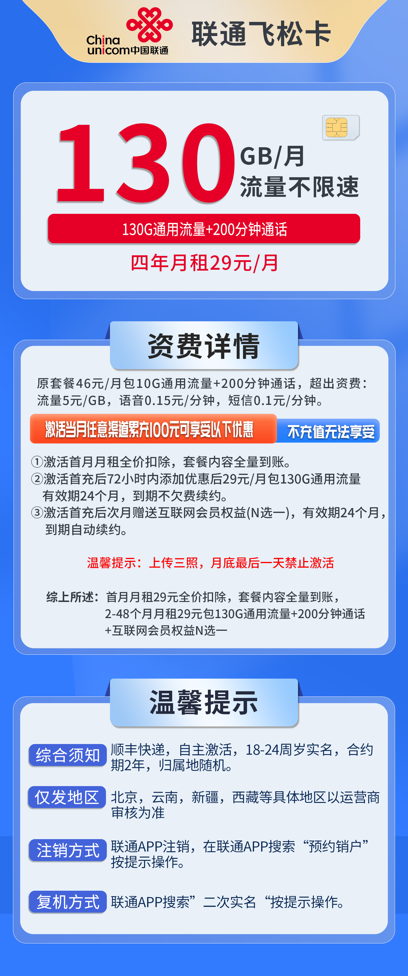 联通飞松卡详情