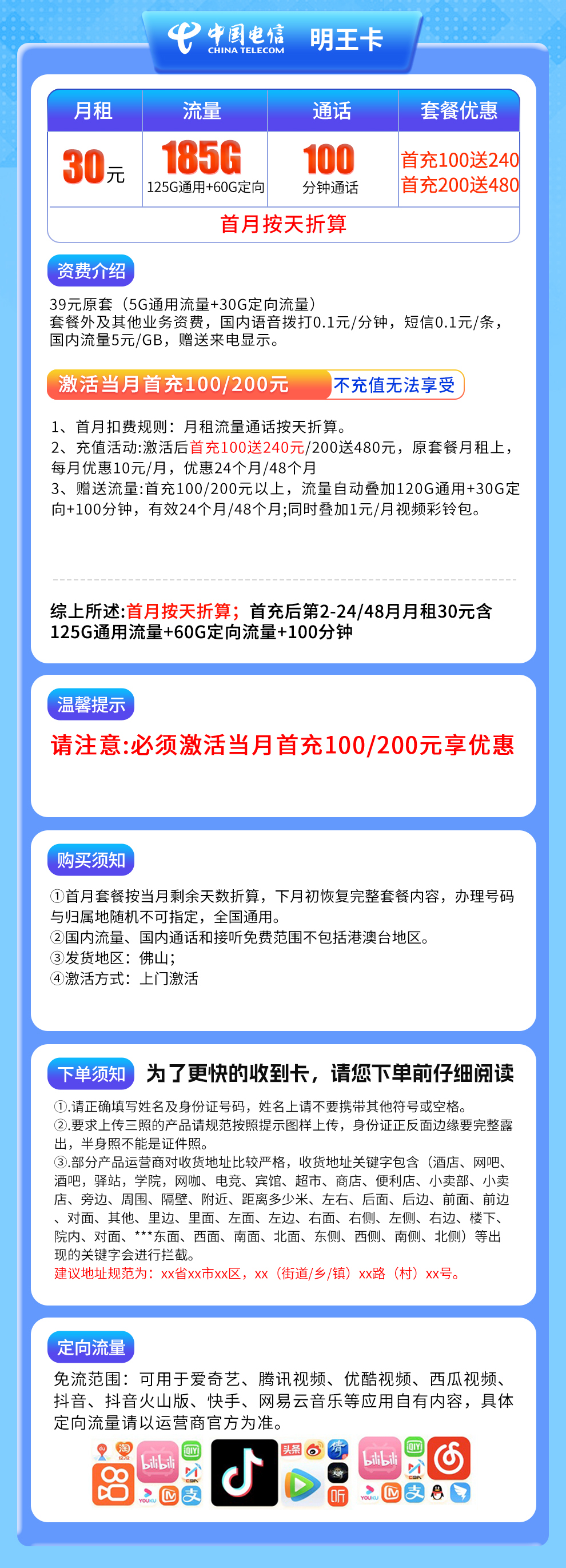 电信明王卡详情