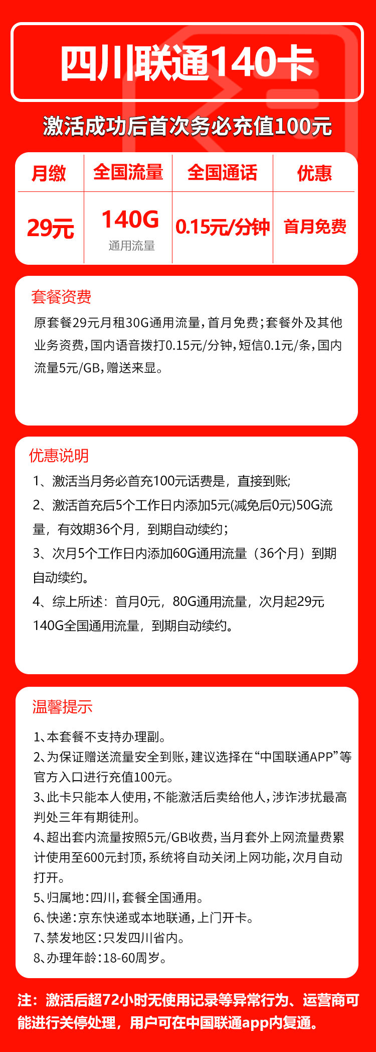 四川联通省内卡