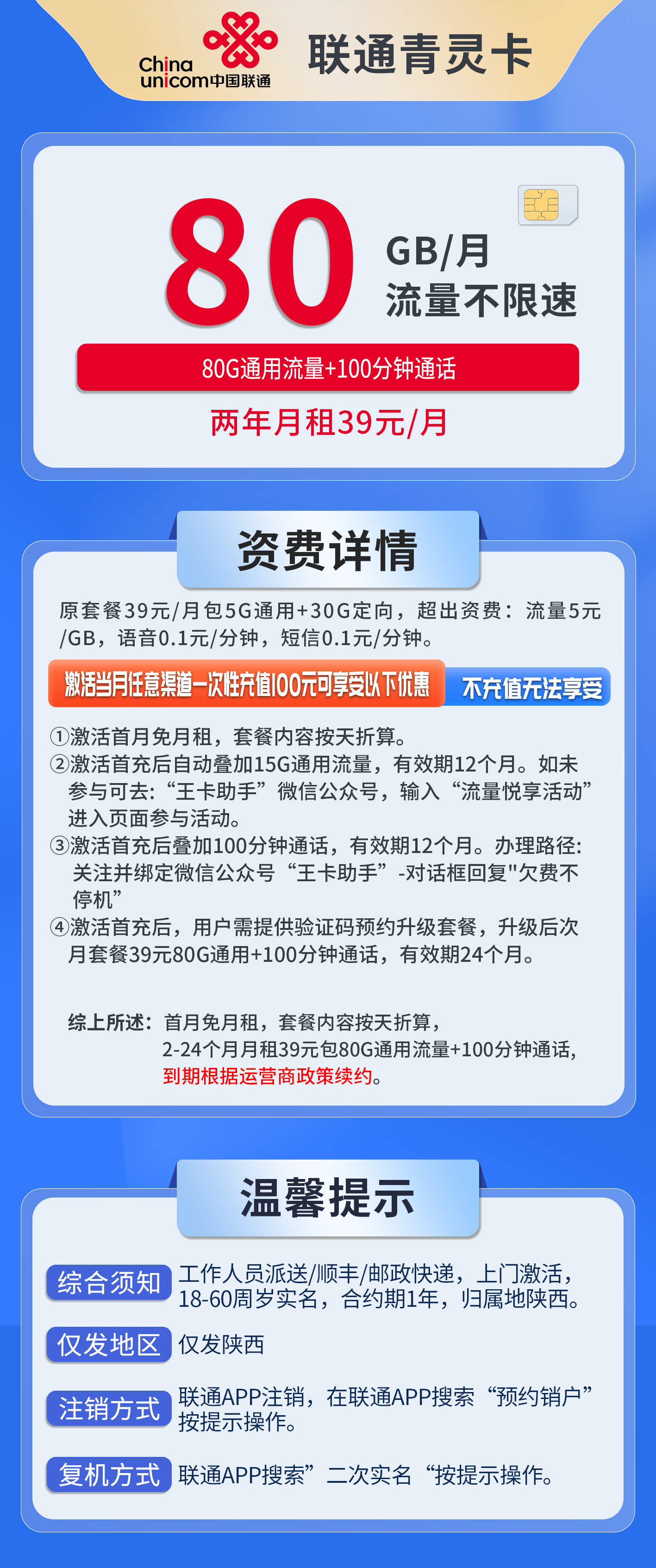 陕西联通青灵卡