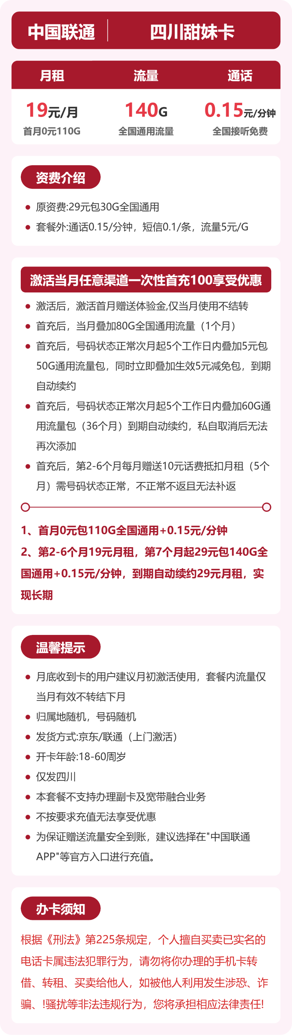 四川联通甜妹卡