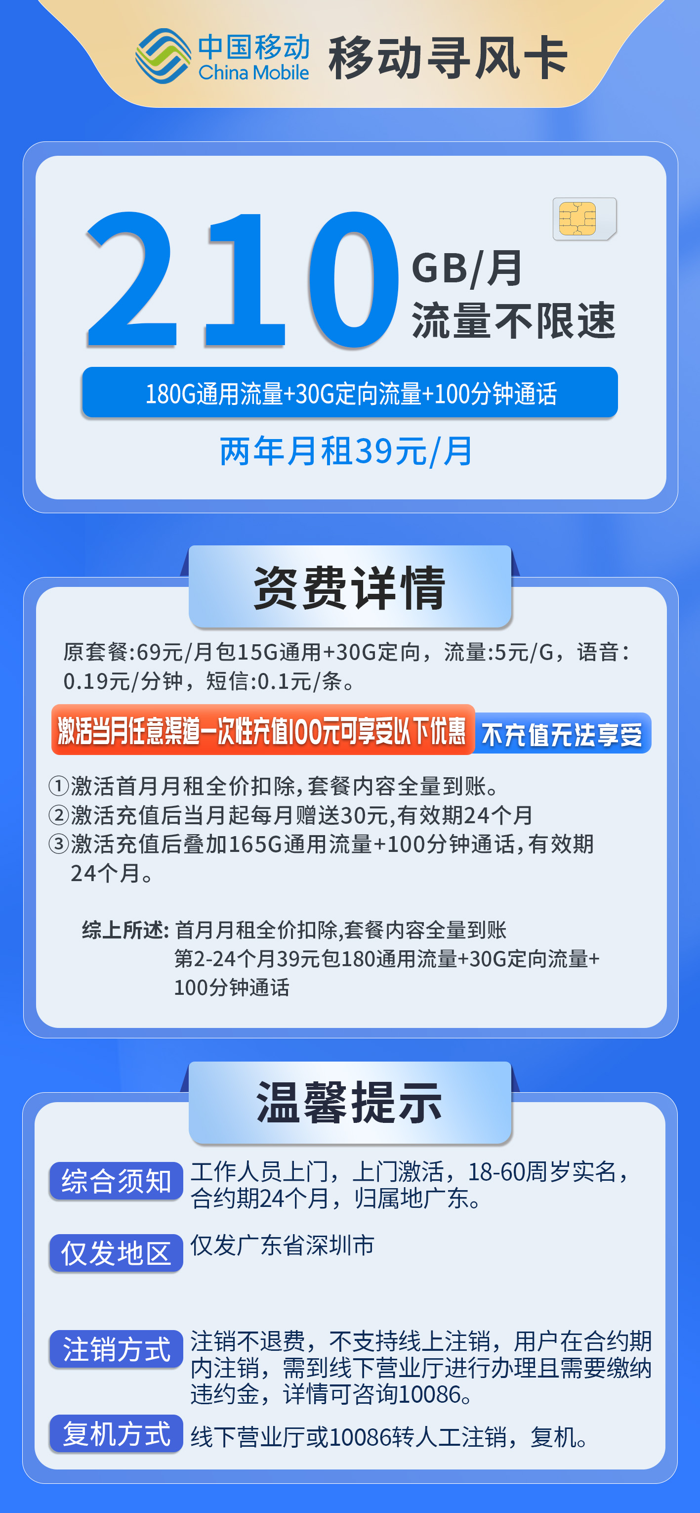 广东移动寻风卡详情