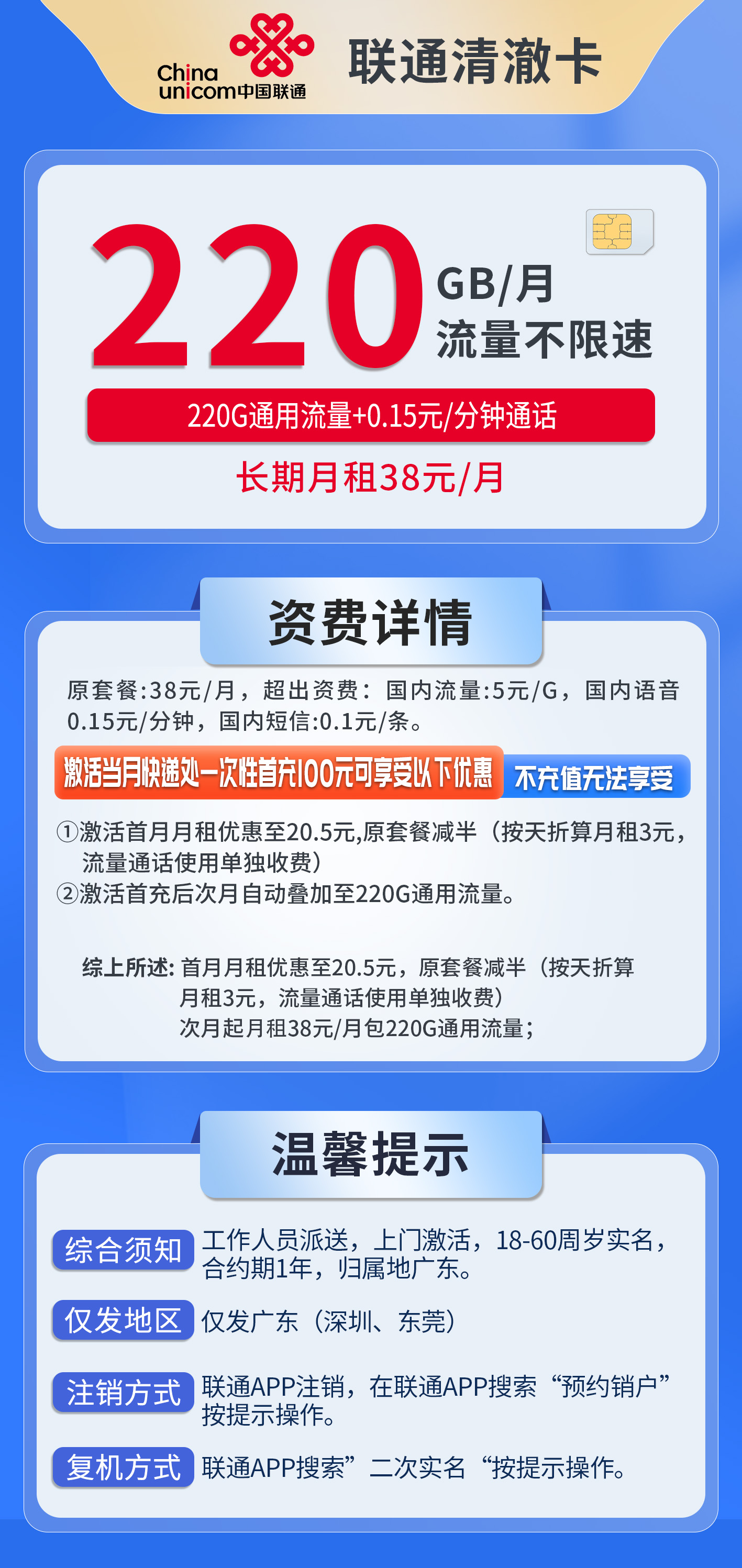 联通清澈卡详情