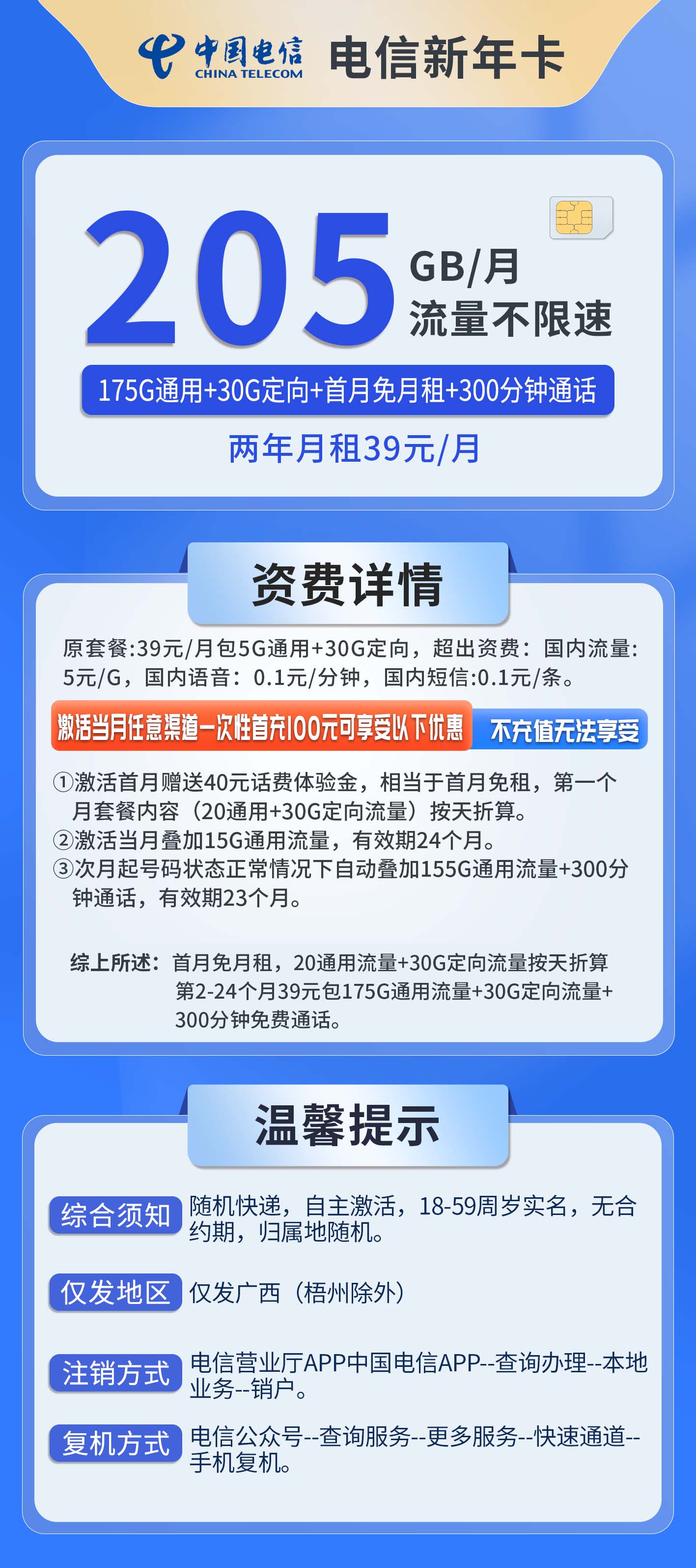 广西电信新年卡详情