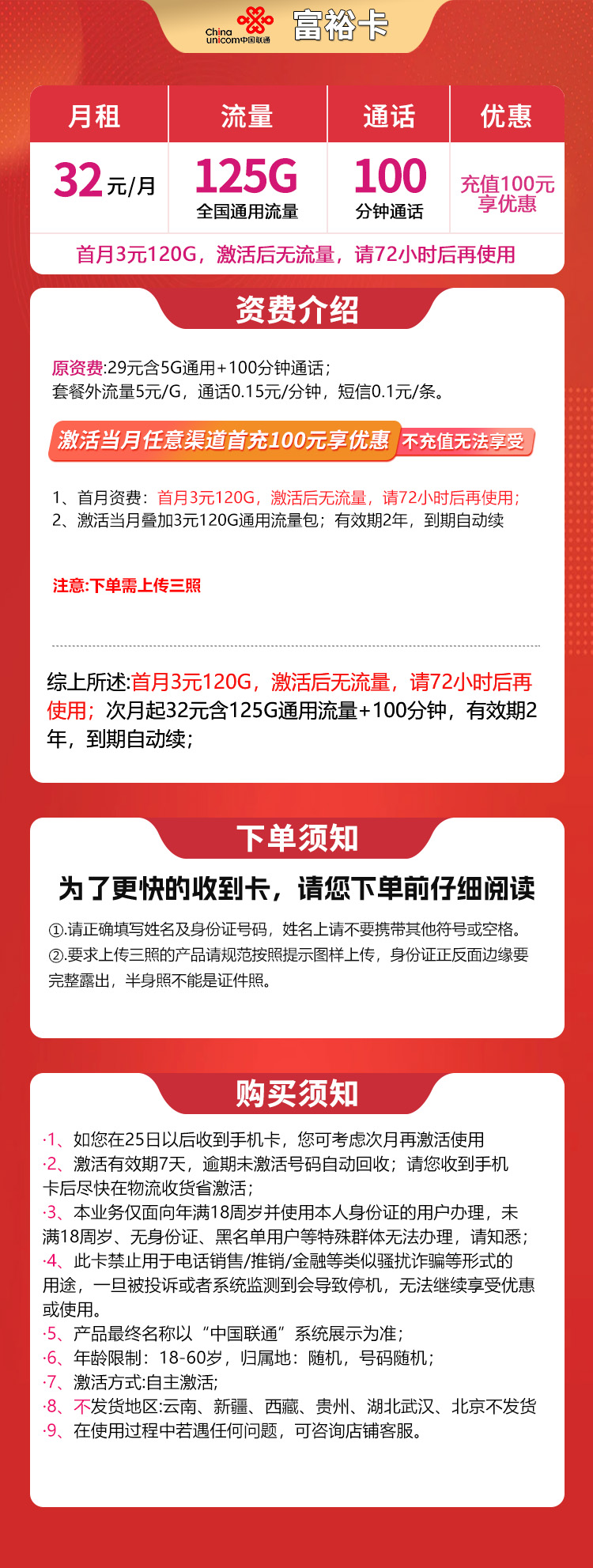 联通富裕卡详情