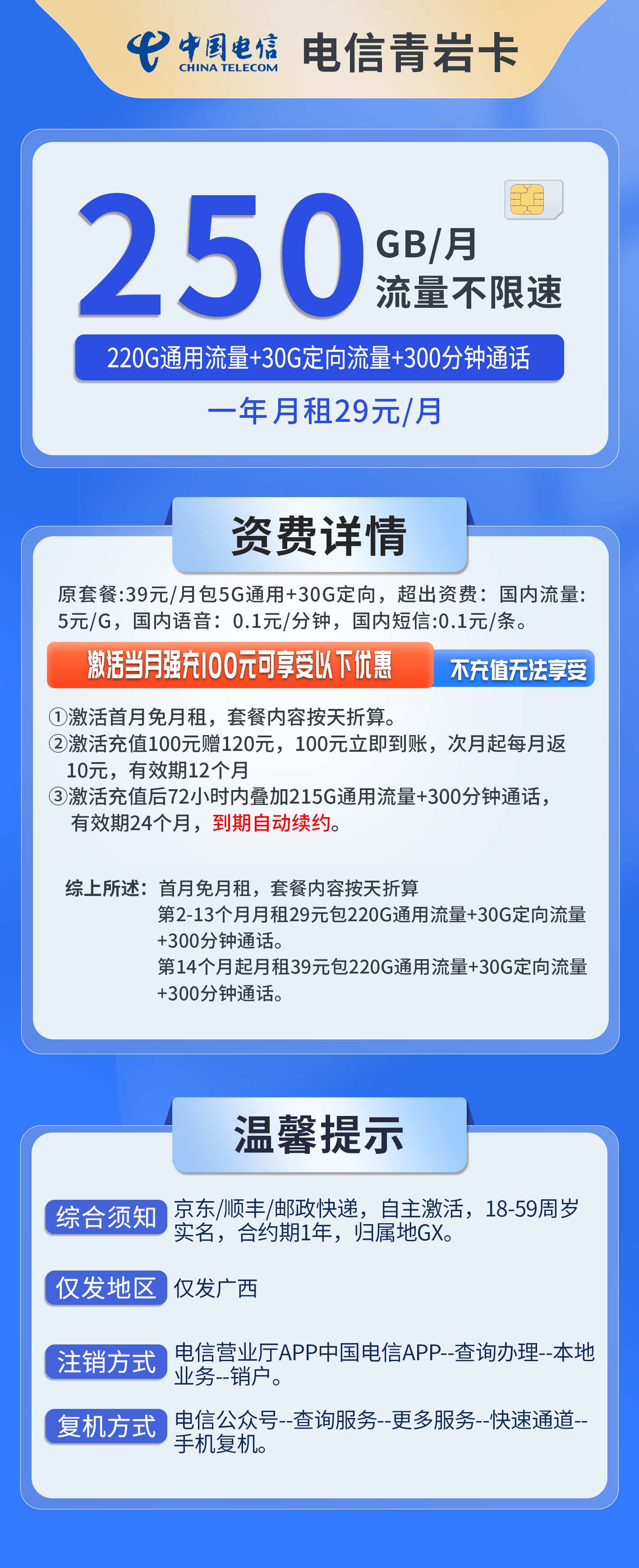 广西电信青岩卡详情