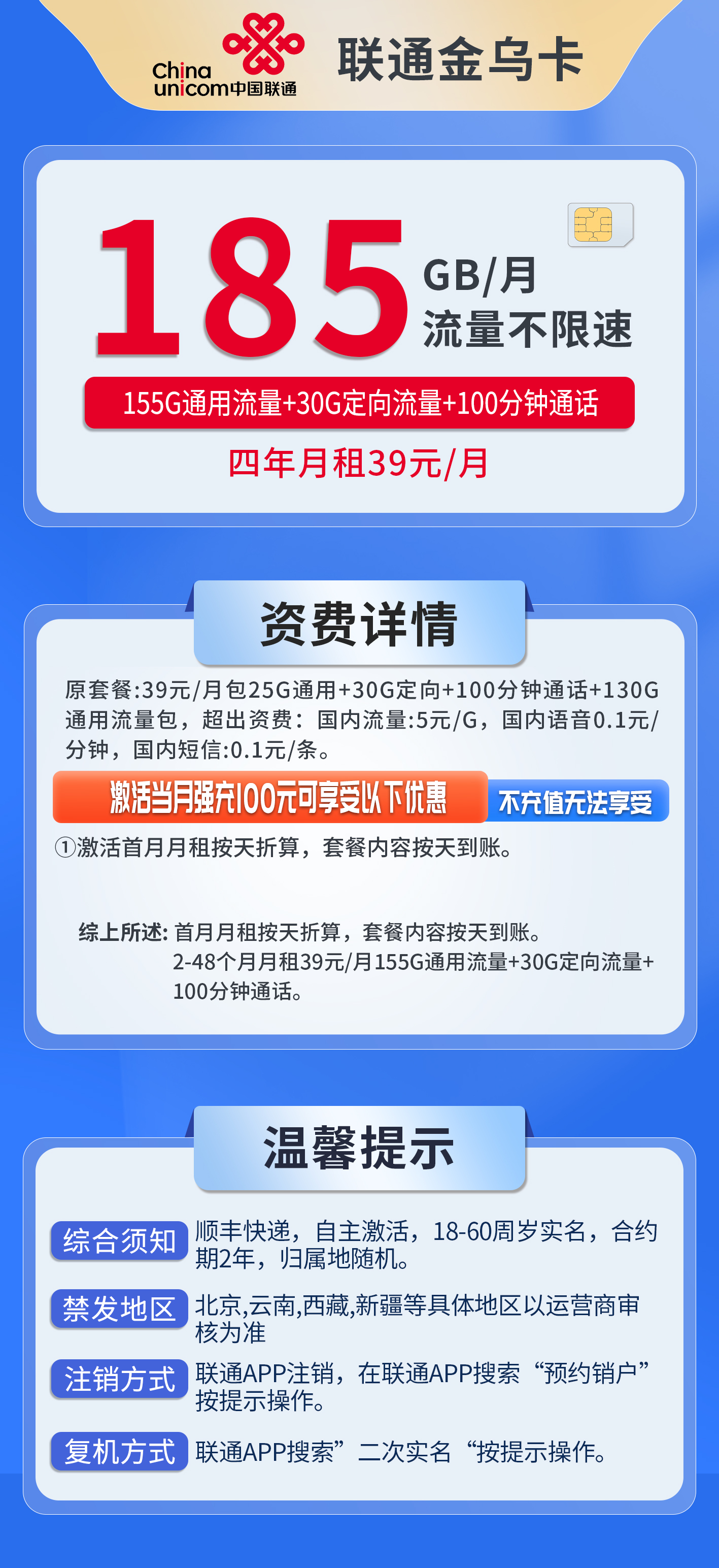 联通金乌卡详情