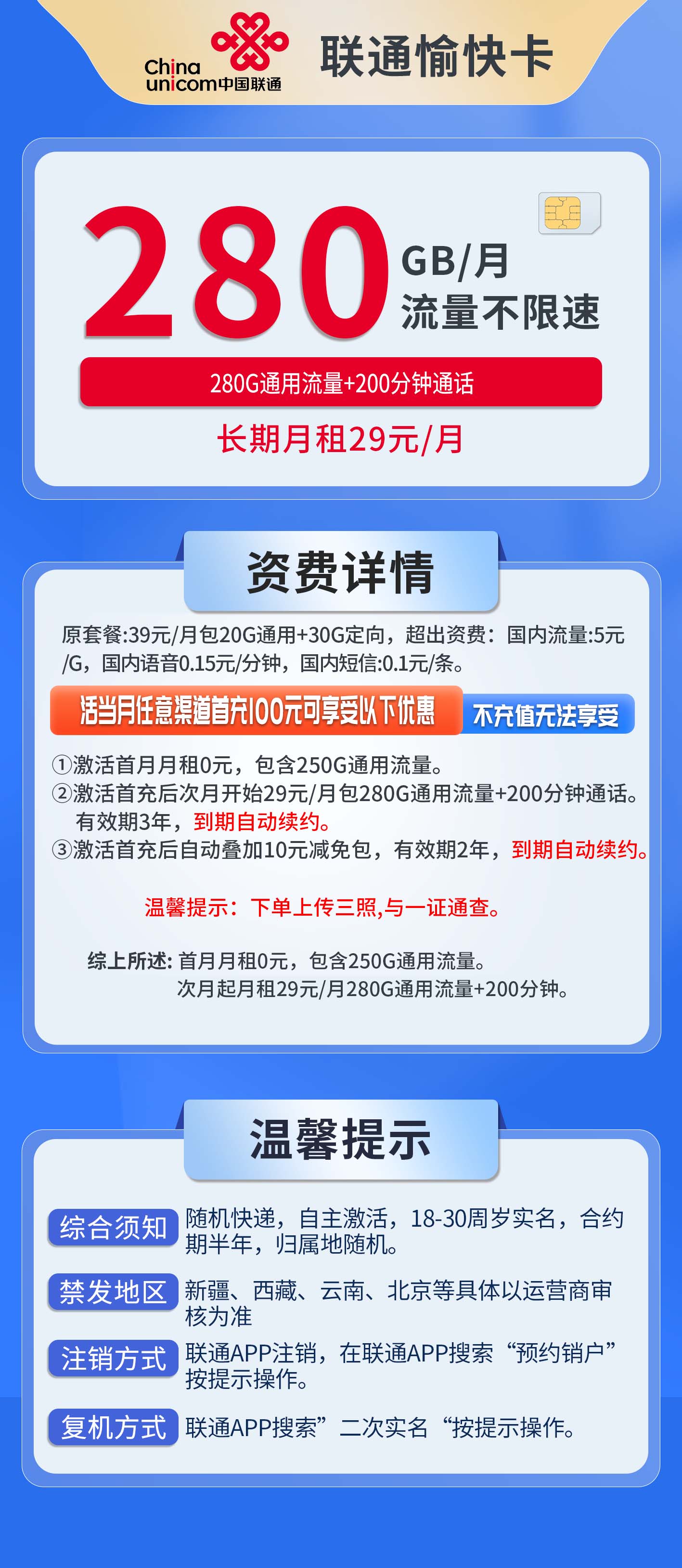 联通愉快卡详情