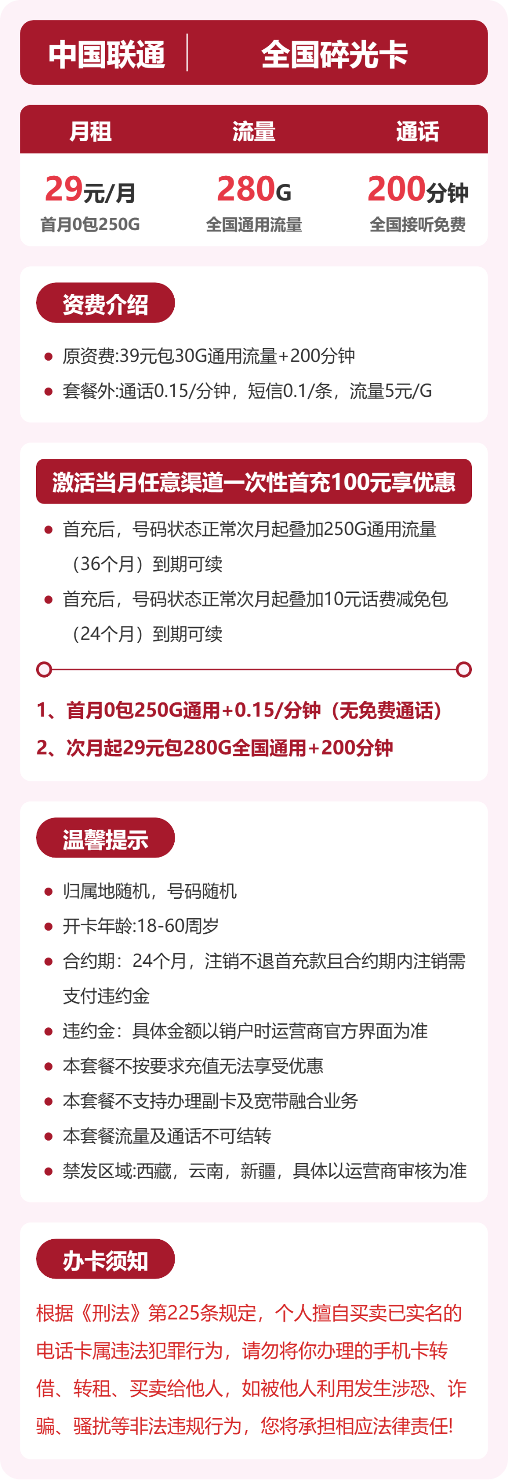 随机联通碎光卡详情