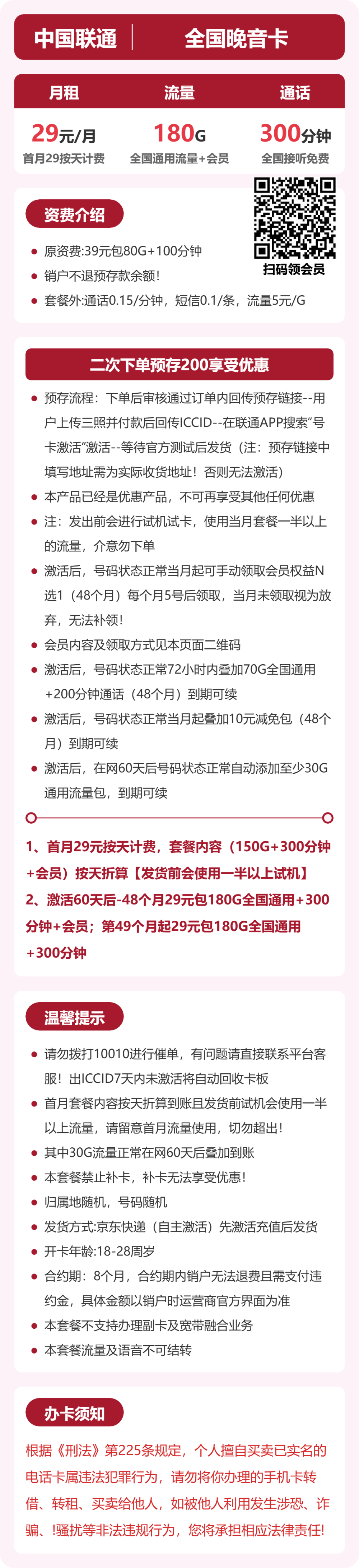 随机联通晚音卡详情